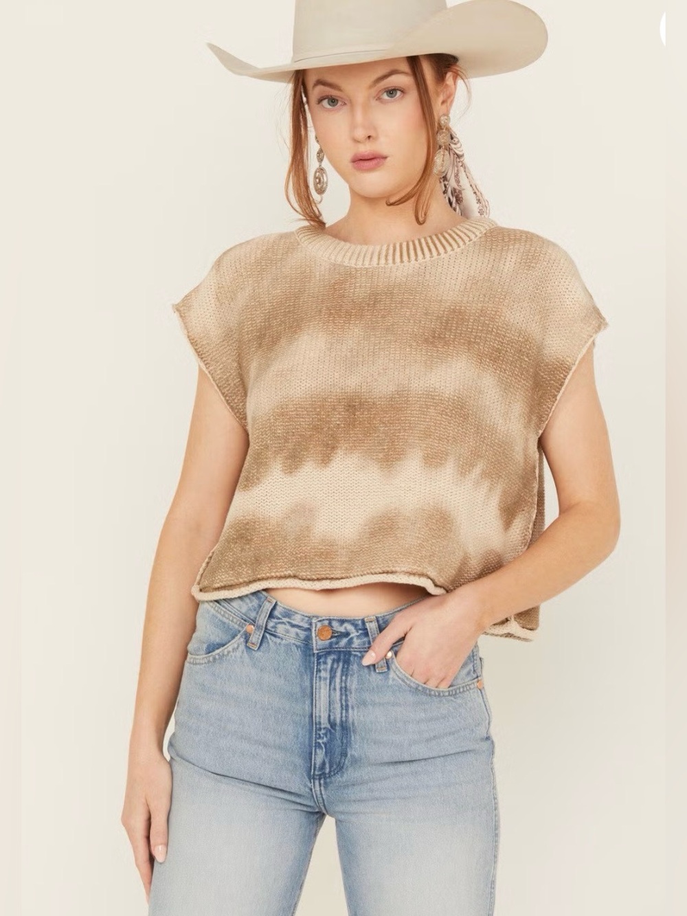 Free People Women's Stolen Hearts Washed Sweater Vest Taupe Olive Size Small